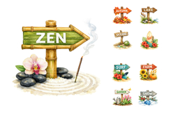 Watercolor Directional Signpost Clipart Product Image 2