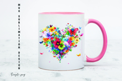 Watercolor floral heart mug sublimation design Product Image 1