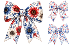 Patriotic Floral Bow Sublimation PNG, Fourth of July Clipart Product Image 2