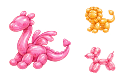 Watercolor Balloon Animal Clipart PNG Bundle Product Image 2