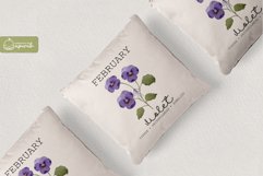 Birth Month February Flower Watercolor Clipart Sublimation Product Image 2