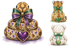 Watercolor Animal Floral Bow PNG Clipart Bundle Product Image 2