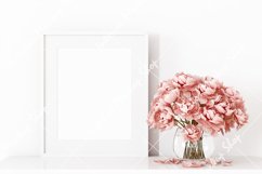 White frame mockup and pink flowers Product Image 2