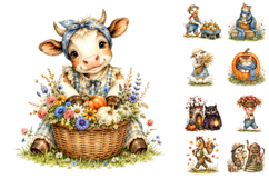 Cute Fall Harvest Animals Sublimation Clipart Bundle Product Image 2