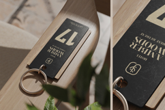 Acrylic Key Tag with Wooden Detail Mockup Product Image 2