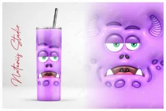 Funny 3D Inflated Puffy Monster Face - 20oz SKINNY TUMBLER. Product Image 2