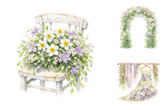 Watercolor Floral Clipart Bundle, Garden Clipart PNG Product Image 3