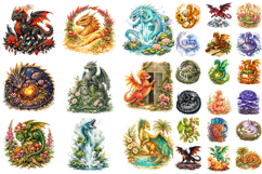 Whimsical Fantasy Dragon PNG Big Bundle Product Image 2