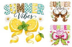 Summer Vibes PNG Bundle, Fruit Bow Clipart Product Image 2