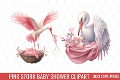 Pink Stork Baby Shower Clipart Sublimation Product Image 3