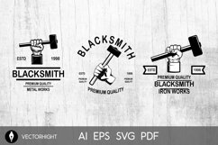 Set of blacksmith, iron works labels, badges and designs SVG Product Image 4