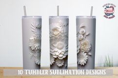 3d Flower Sublimation bundle Tumbler Wrap 20 oz White Colors Product Image 3