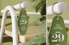 Hotel Keychain Hanging on a Chair Mockup Product Image 2