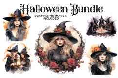 MEGA Halloween Watercolor Clipart Bundle - 80 IMAGES! Product Image 3