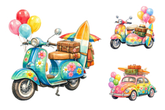 Retro Summer Beach Vehicle Clipart PNG Product Image 2