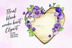 Floral blank wooden heart clipart Product Image 1