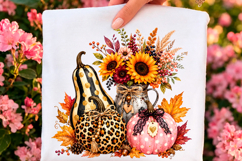 Leopard Pumpkin Sunflower Fall PNG Product Image 1