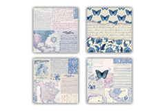 Blue Vintage Scrapbook Papers, Old Ephemera Digital Paper Product Image 2