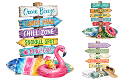 Watercolor Tropical Directional Sign PNG Product Image 2