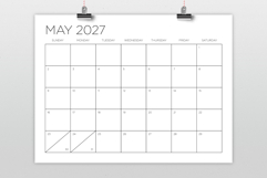 2027 12 x 9 Thin Sans Serif Calendar Template Product Image 2