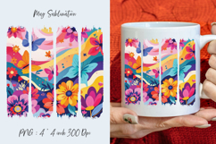 Butterfly on flowers, watercolor stripes, coffee mug Product Image 1