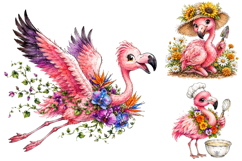 Watercolor Flamingo Clipart, Tropical Summer Sublimation PNG Product Image 2