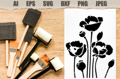 Stencil Poppy Flowers Product Image 2