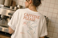 Modern Coffee Graphic Line Art T-Shirt Product Image 2