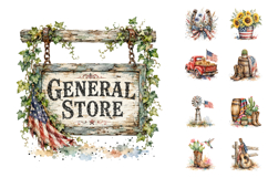 Patriotic Western Clipart Farmhouse PNG, Sublimation Designs Product Image 2