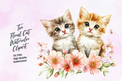 Two cute floral cat watercolor clipart Product Image 1