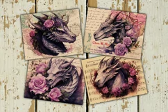 Dragons & Purple Roses Scrapbook Papers, Fantasy Ephemera Product Image 2