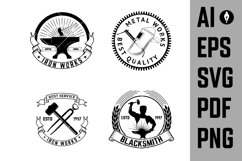 Set of blacksmith, iron works labels, badges and designs SVG Product Image 3