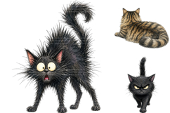 Whimsical Funny Cat PNG Bundle, Watercolor Fluffy Kitten PNG Product Image 2