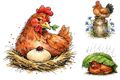Whimsical Chicken Clipart Bundle Product Image 2