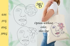 Abstract Female Face Flower Line Art, SVG, PNG, EPS Product Image 2
