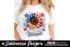 Red White and Blessed Clipart Sublimation PNG Product Image 1