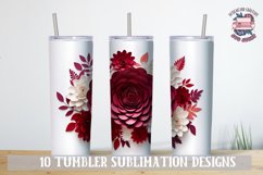 3D Flower Sublimation bundle Tumbler Wrap 20 oz Burgundy Product Image 3