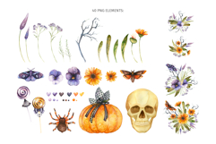 Watercolor Halloween Clipart, Patterns, Invitation Cards Product Image 2