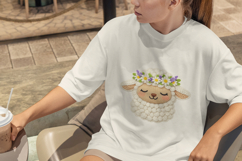 Knitted Sheep with Flower Crown PNG Product Image 2
