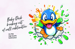Cute duck breaking out of wall clipart sublimation Product Image 1