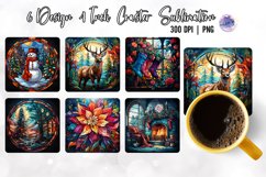 Christmas Stained Glass Square Coaster Sublimation Designs Product Image 1