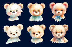 16 Adorable Watercolor Teddy Bear Clipart Collection Product Image 2