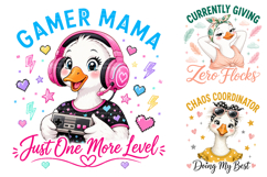 Watercolor Sassy Goose PNG Bundle, Mom Life Quotes Product Image 2
