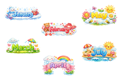 Watercolor Months and Days Clipart Bundle Product Image 2