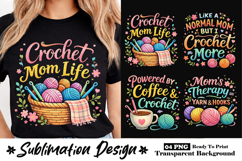 Crochet Mom Life Cute Yarn Basket Sublimation Design Product Image 1