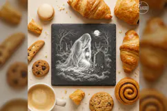 The Mistbound Mourner Halloween Cemetery Engraving PNG Product Image 3