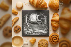 The Twin Luminaries Gothic Celestial Laser Engraving PNG Product Image 1