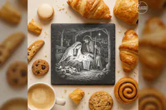 Holy Family at Cradle Laser Engraving PNG Product Image 4