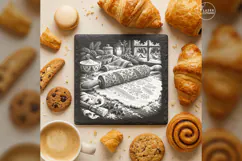 Carved Holiday Rolling Pin Christmas Laser Engraving PNG Product Image 3
