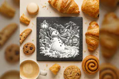 The Laughing Scarf Snowman Laser Engraving PNG Product Image 3